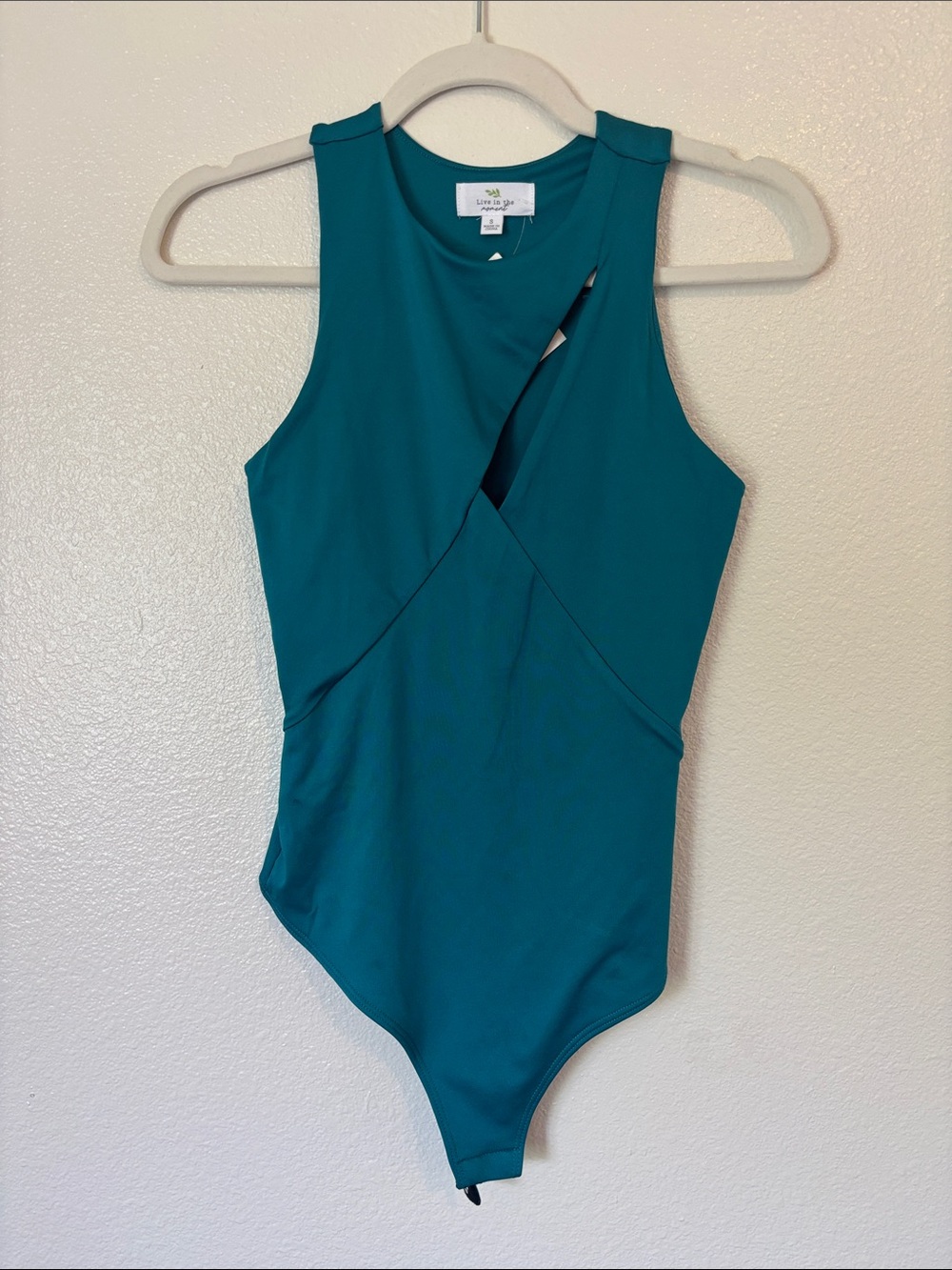 Twist-Front Teal Sleeveless Bodysuit